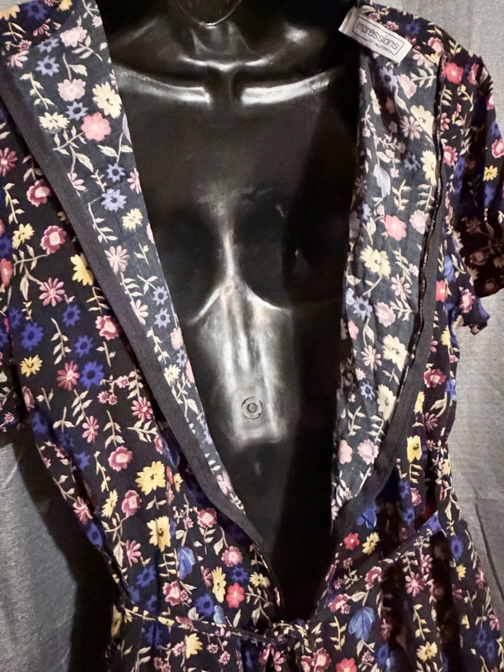Vintage 90s Style Ditsy Floral Rayon Short Sleeve Dress - Size LG - Picture 6 of 7